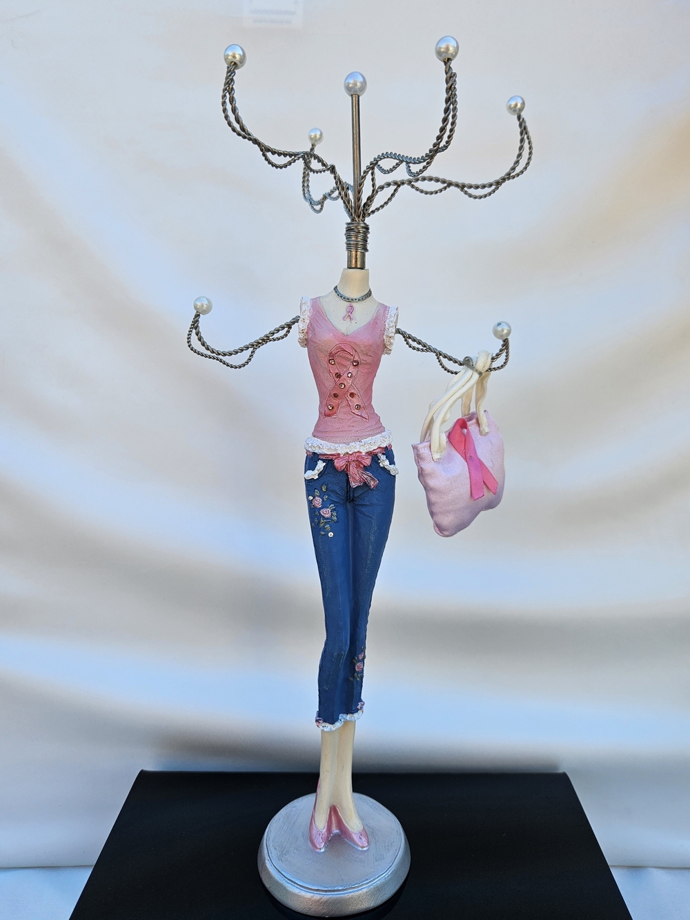 Breast Cancer Awareness Mini Mannequin Jewelry Display Stand